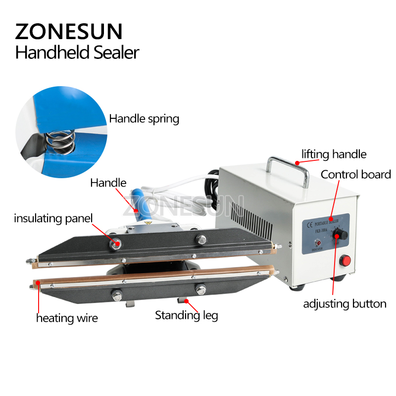 Plastic Bag Impulse Heat Sealer - ZONESUN 400mm Mesin Penyegel Impuls Portabel
