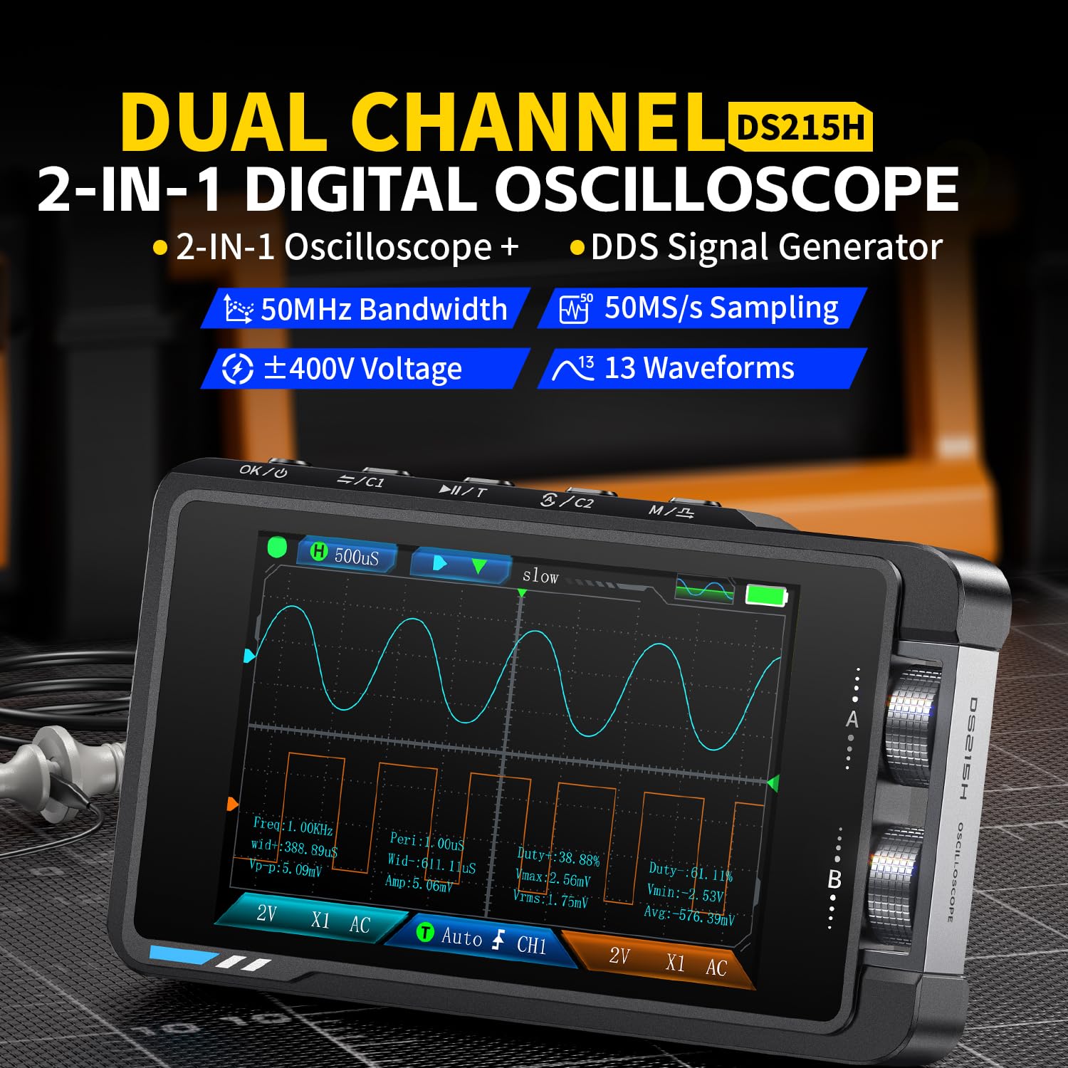 FNIRSI DS215H Osiloskop Digita - Fnirsi Digital Oscilloscope Handheld ulasan dan harga
