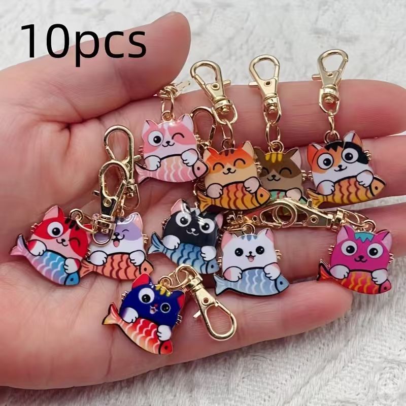 10 buah gantungan kunci kucing - Packaging ulasan dan harga